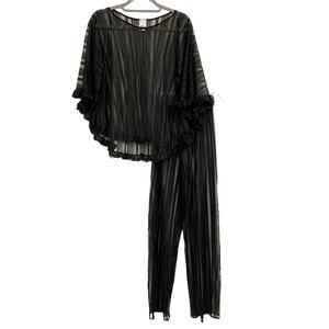 Vintage F.U.N Womens Size S Black Stripe Sheer Lingerie Pants Set Valentines